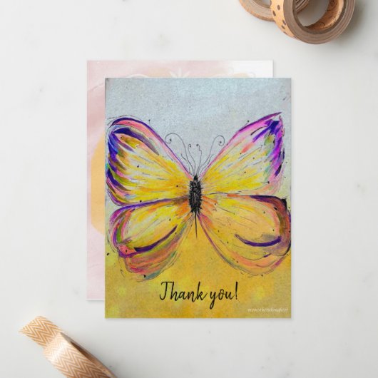 Whimsical Butterfly Hinweis Danke Karte (Vorderseite/Rückseite Beispiel)