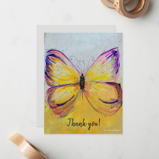 Whimsical Butterfly Hinweis Danke Karte (Vorderseite/Rückseite Beispiel)