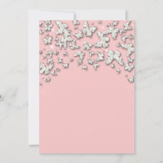 Whimsical Butterfly Kristall Girl Baby Dusche Einladung (Rückseite)