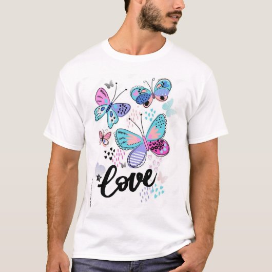 Whimsical Butterfly Liebe" T-Shirt (Vorderseite)