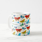 Whimsical Butterfly Pattern Original Naturskunst Kaffeetasse (Vorderseite Links)