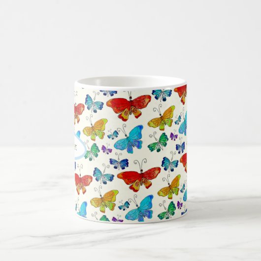 Whimsical Butterfly Pattern Original Naturskunst Kaffeetasse (Mittel)
