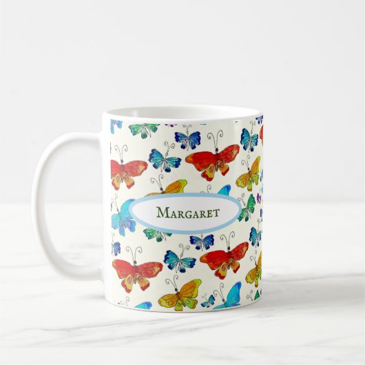 Whimsical Butterfly Pattern Original Naturskunst Kaffeetasse (Links)