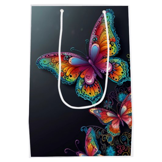 Whimsical Butterfly Romance Hochzeit Einladung Mittlere Geschenktüte (Rückseite)