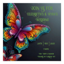 Whimsical Butterfly Romance Hochzeit Einladung Poster