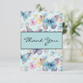 Whimsical Butterfly Wedding Dankeskarte (Stehend Vorderseite)