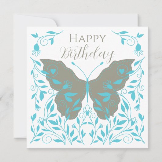 Whimsical Butterfly zum Geburtstag Mitteilungskarte (Vorderseite)