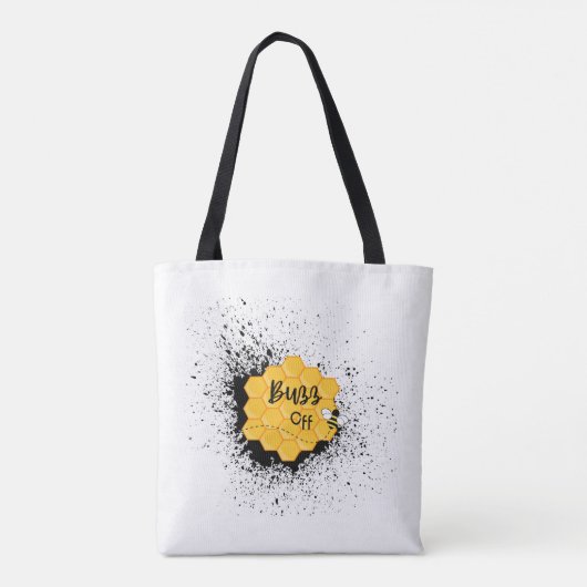 Whimsical "Buzz Off" Bee Tote Bag Tasche (Rückseite)