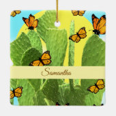 Whimsical Cactus And Butterflies Keramikornament (Rückseite)