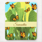 Whimsical Cactus And Butterflies Mousepad (Vorne)