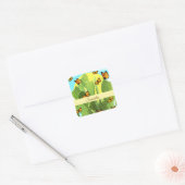Whimsical Cactus And Butterflies Quadratischer Aufkleber (Umschlag)