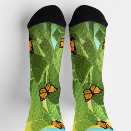 Whimsical Cactus And Butterflies Socken