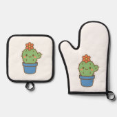Whimsical Cactus Ofenhandschuh & Topflappen-Set (Vorderseite)