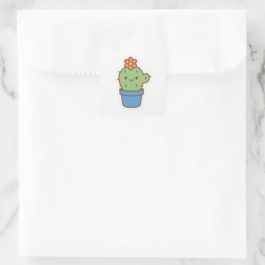 Whimsical Cactus Quadratischer Aufkleber (Tasche)