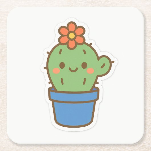 Whimsical Cactus Rechteckiger Pappuntersetzer (Vorderseite)