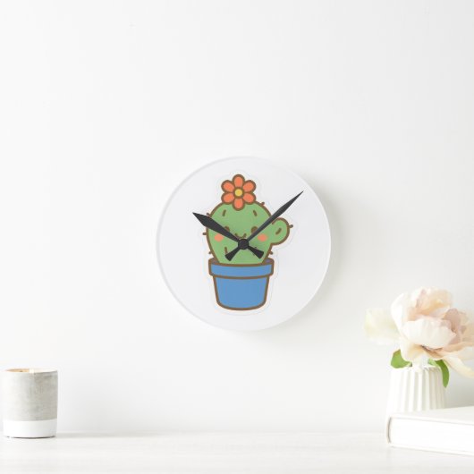 Whimsical Cactus Runde Wanduhr (Zuhause)