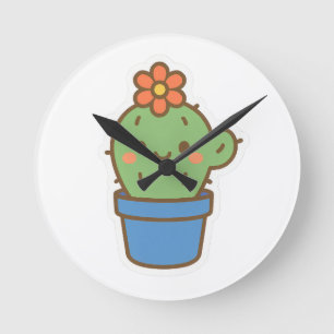 Whimsical Cactus Runde Wanduhr