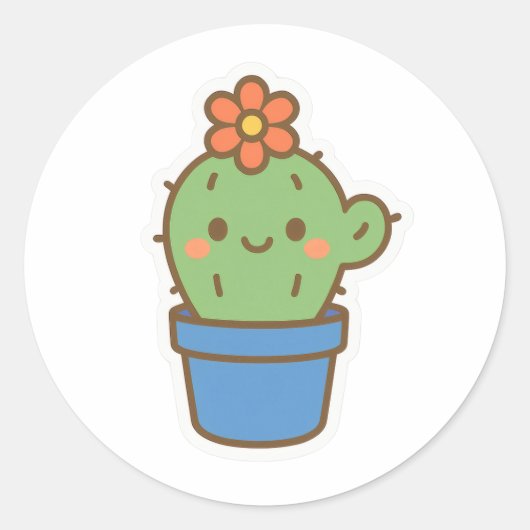 Whimsical Cactus Runder Aufkleber (Vorderseite)