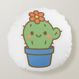 Whimsical Cactus Rundes Kissen