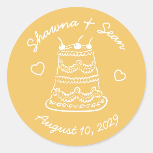 Whimsical Cake Doodle Skizze Modern CUSTOM Runder Aufkleber (Vorderseite)