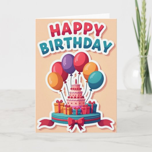 Whimsical Cake Geburtstagskarte Karte (Vorderseite)