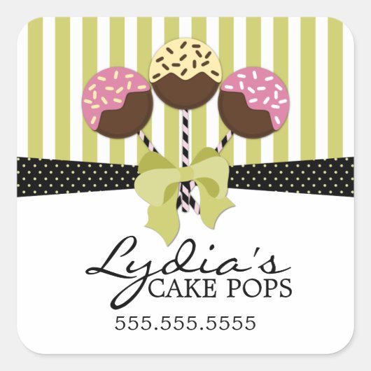 Whimsical Cake Pops Bäckerei Box Siegel Quadratischer Aufkleber (Vorderseite)