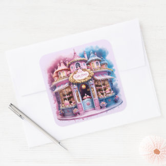 Whimsical Cake Shop meine kleinen Princess Cakes Quadratischer Aufkleber