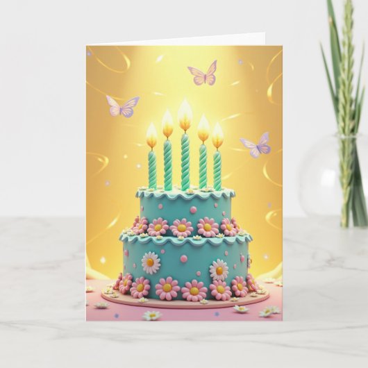 Whimsical Cake Wunschkarte Karte (Vorderseite)