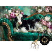 Whimsical Calf auf Emerald Sofa Decoupage Seidenpapier