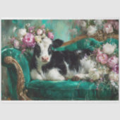 Whimsical Calf auf Emerald Sofa Decoupage Seidenpapier (Vorderseite)