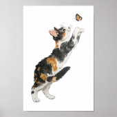Whimsical Calico Cat & Butterfly Watercolor Art  Poster (Vorne)