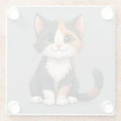 Whimsical Calico Kitten mit Cattitude Glasuntersetzer (Rückseite)