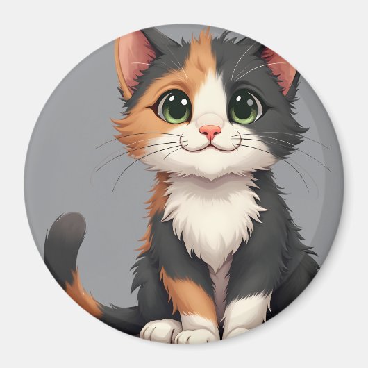 Whimsical Calico Kitten mit Cattitude Magnet (Vorne)