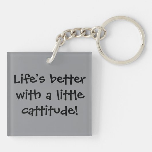 Whimsical Calico Kitten mit Cattitude Schlüsselanhänger (Rückseite)