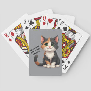 Whimsical Calico Kitten mit Cattitude Spielkarten
