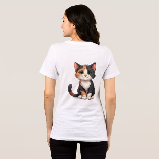 Whimsical Calico Kitten mit Cattitude Tri-Blend Shirt (Rückseite voll)