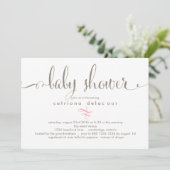 Whimsical Calligraphy Baby Shower Einladung (Stehend Vorderseite)