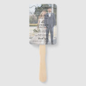 Whimsical Calligraphy Faded Foto Wedding Program Fächer (Rückseite)