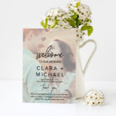 Whimsical Calligraphy Faded Foto Wedding Program Programm