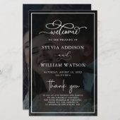 Whimsical Calligraphy Foto Hochzeitfeier (Vorne/Hinten)