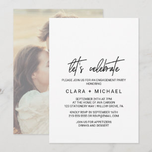 Whimsical Calligraphy Foto Rückseite Lasst uns fei Einladung