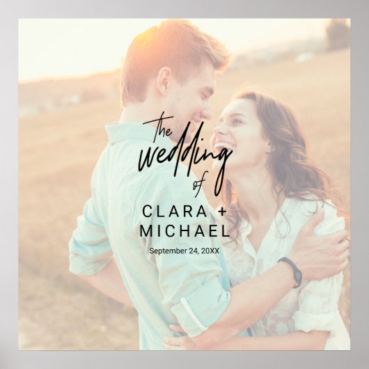 Whimsical Calligraphy Foto Wedding Guest Signing Poster (Vorne)