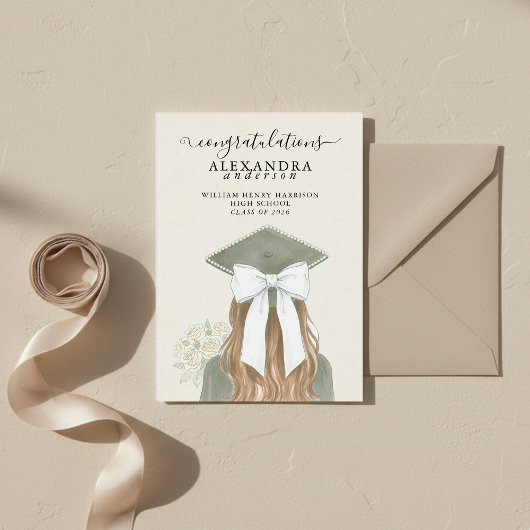 Whimsical Calligraphy Graduation Bow Photo Ankündigung