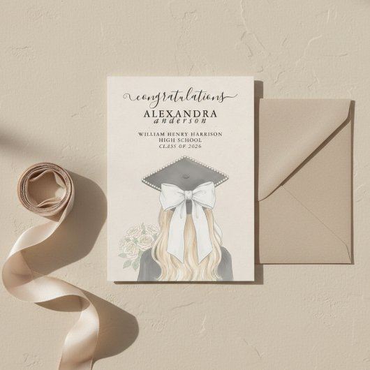Whimsical Calligraphy Graduation Bow Photo Ankündigung