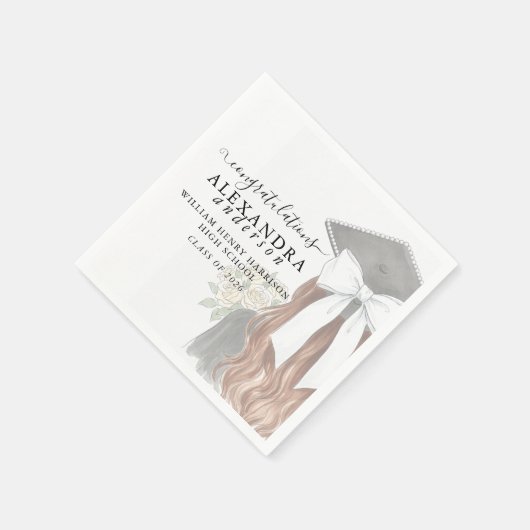 Whimsical Calligraphy Graduation Bow Serviette (Ecke)