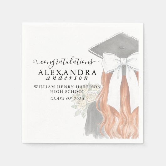 Whimsical Calligraphy Graduation Bow Serviette (Vorderseite)