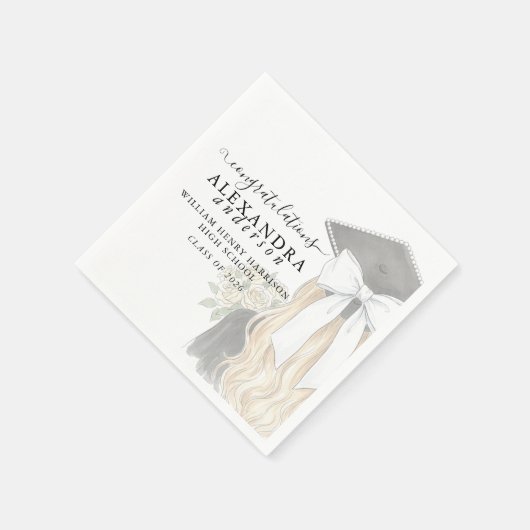 Whimsical Calligraphy Graduation Bow Serviette (Ecke)