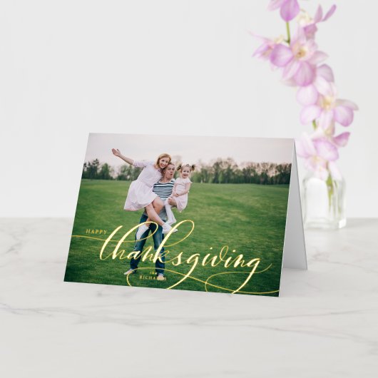 Whimsical Calligraphy Happy Thanksgiving Foto (Orchidee)