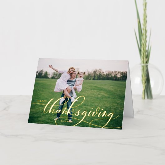 Whimsical Calligraphy Happy Thanksgiving Foto (Vorderseite)