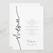 Whimsical Calligraphy Modern Wedding Dinner Menükarte (Vorne/Hinten)